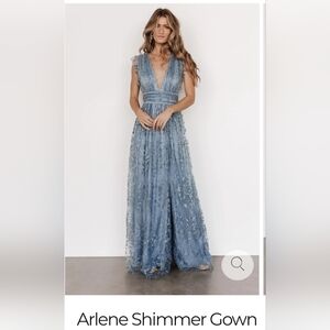 Baltic Born Alrlene Shimmer Gown in Winter Blue. New, never worn Size: 14